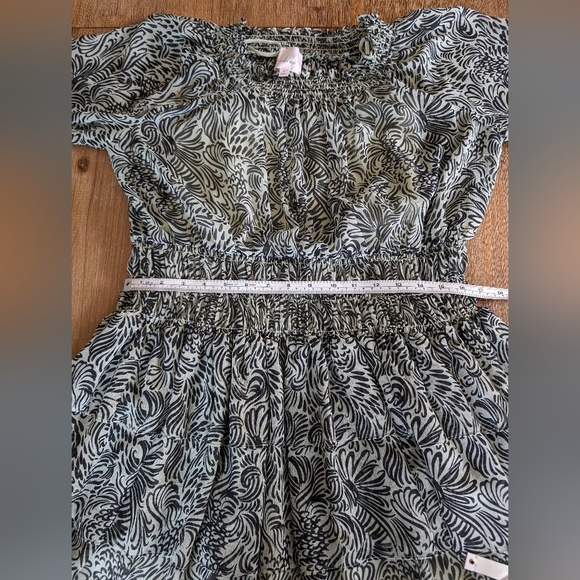 CINQ A SEPT Janelle long sleeve mini dress ruffly light green and black … - Picture 6 of 13